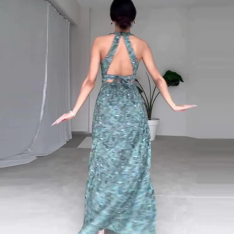2024 Summer Fashion Floral Sleeveless Backless Dress